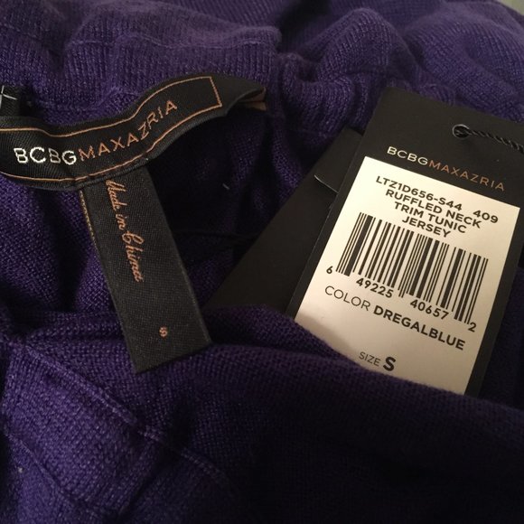 BCBGMaxAzria Ruffled Neck Trim knit Tunic Jersey rayon and silk - Picture 10 of 10